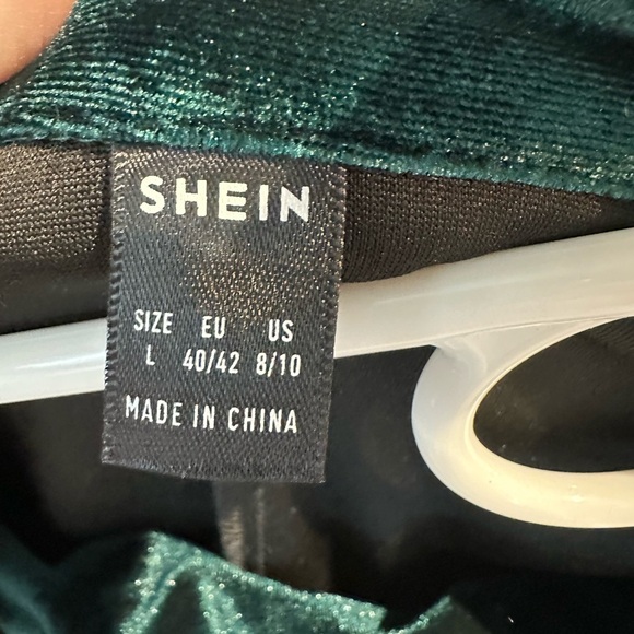 SHEIN Deep Green Velvet Blazer - Picture 2 of 2